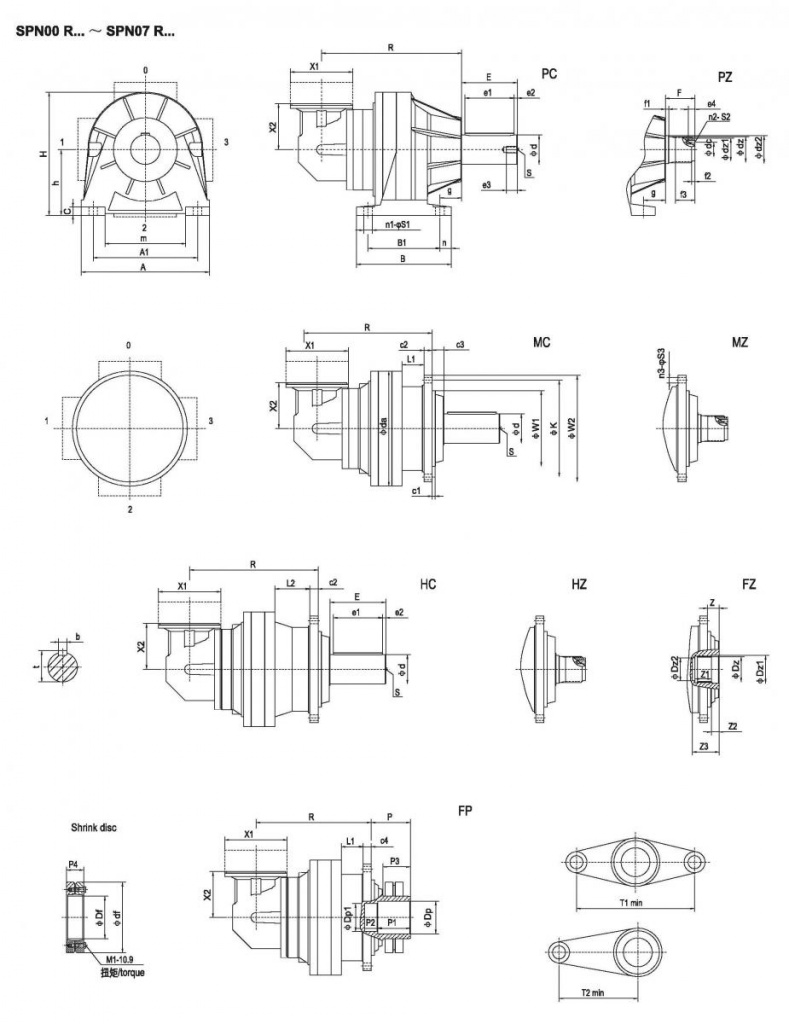 Планетарные мотор-редукторы SPN - SPN00R... SPN07 R...