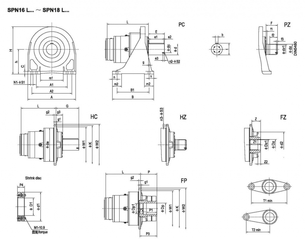 Планетарные мотор-редукторы SPN - SPN16 L... - SPN18 L...