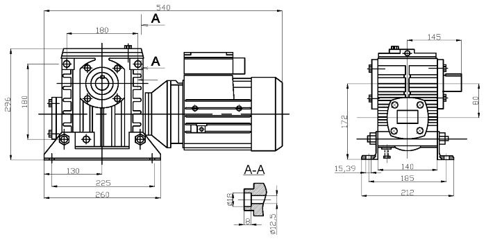 Габаритные и присоединительные размеры мотор-редуктора 2МЧ-80