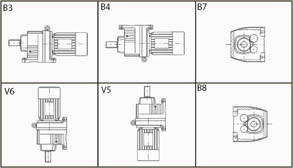 Монтажные позиции мотор-редуктора RC147